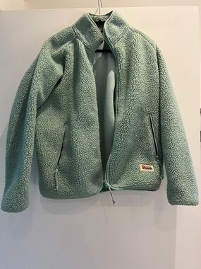 Fjallraven Light Sage Green Sherpa Fleece Zip Jacket women’s size medium